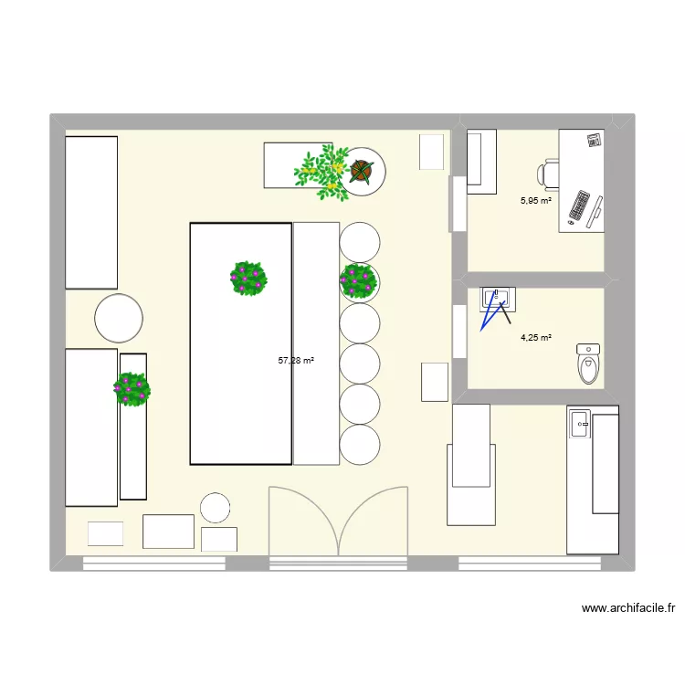 Plan Boutique ingr&eacute;. Plan de 3  et 67 m²