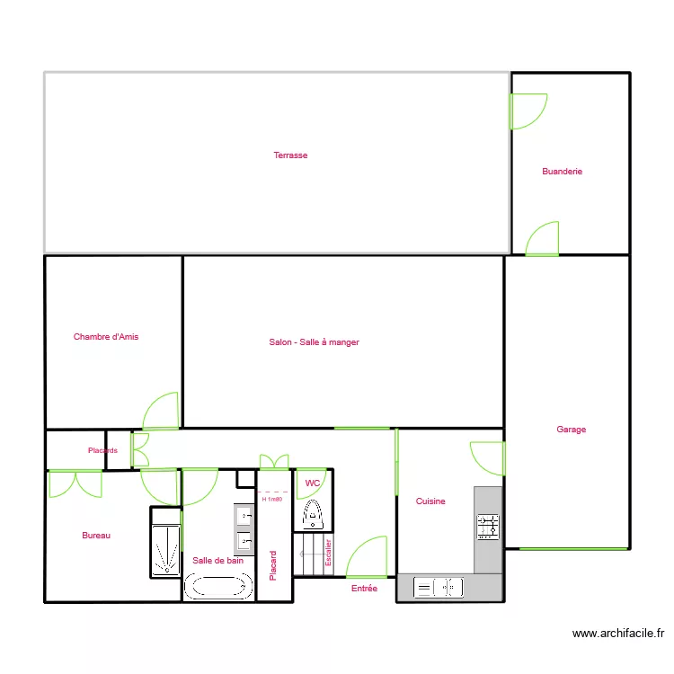Rez de Chauss&eacute;e Maison. Plan de 