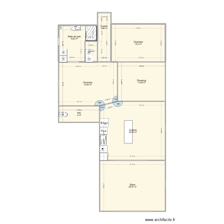 coté mam. Plan de 9 pièces et 100 m2