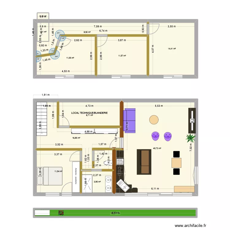 Plan maison bioclimatique. Plan de 12 Pièces et 136 m²