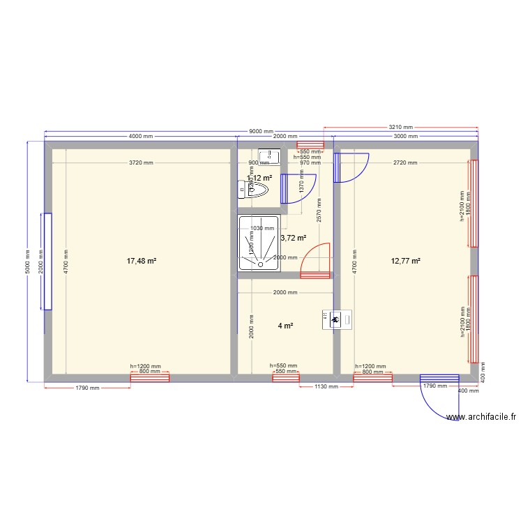 Журналист. Plan de 5 pièces et 39 m2