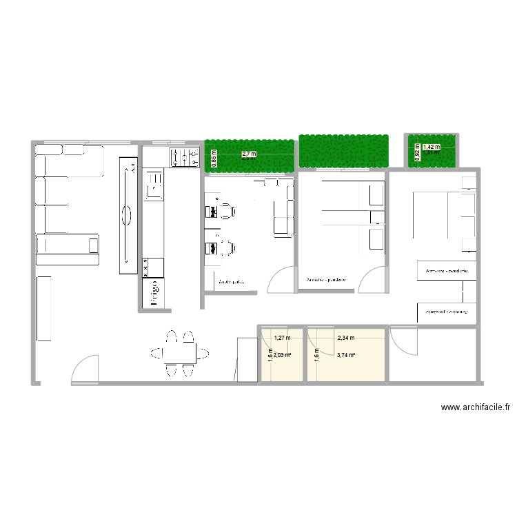 maison. Plan de 4 pièces et 9 m2