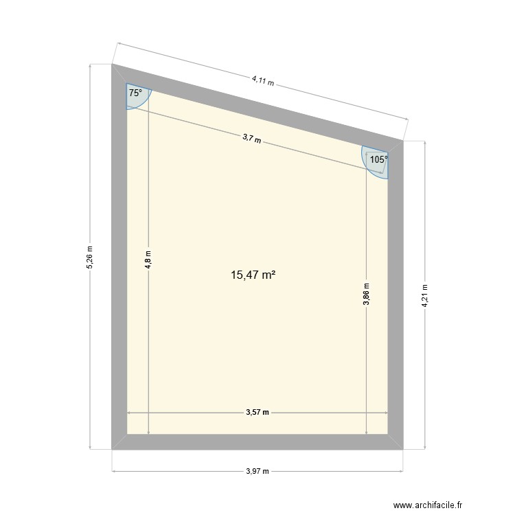 plancher navacelle. Plan de 1 pièce et 15 m2