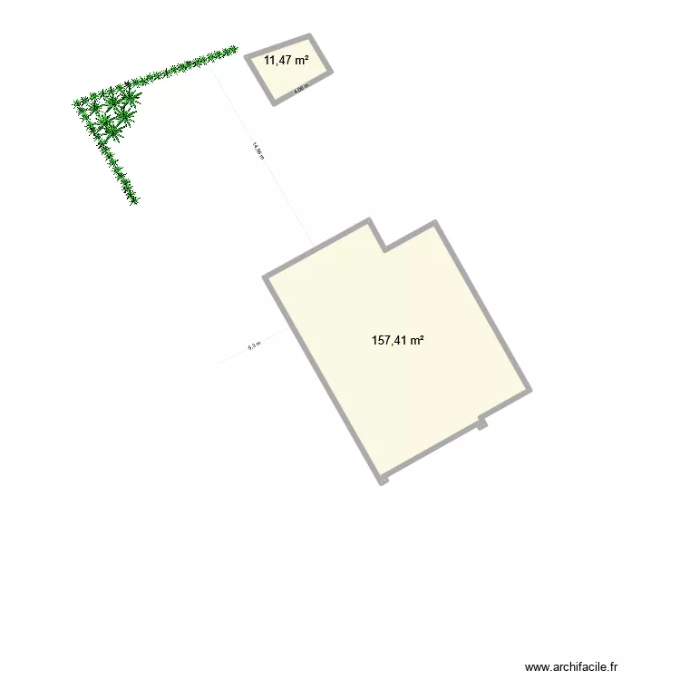 jardin. Plan de 2 et 169 m² jardin. Plan de 2 et 169 m²