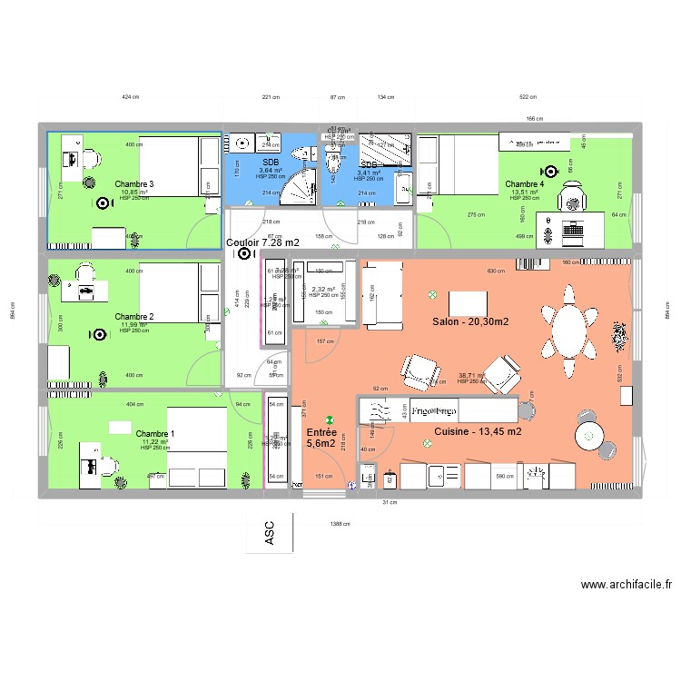 appart v6 avec meubles. Plan de 0 pièce et 0 m2