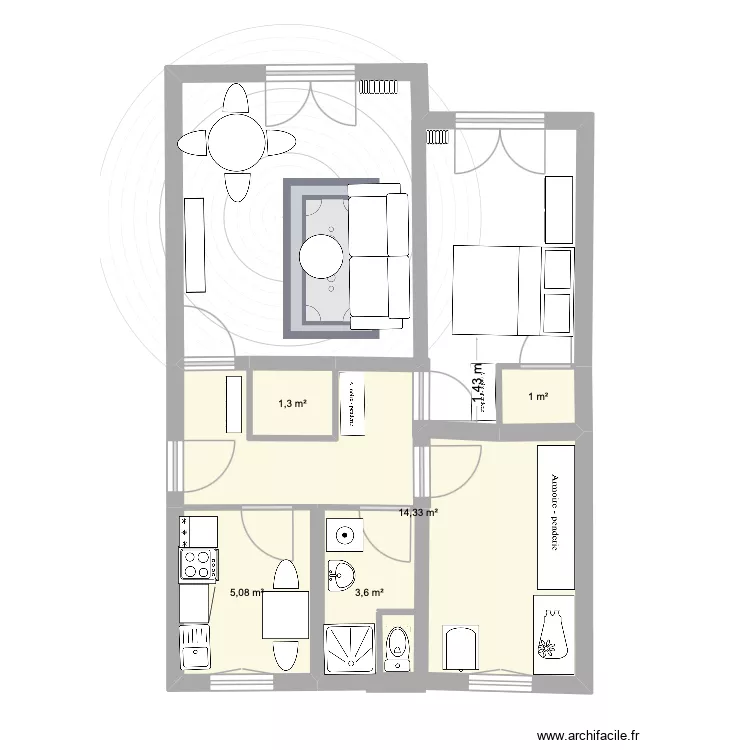 appart Bonnefoy. Plan de 5  et 25 m²