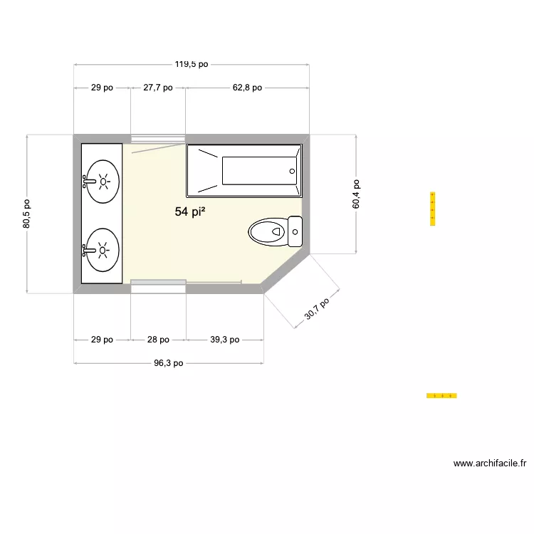 Salle de bain. Plan de 1 Pièce et 5 m² Salle de bain. Plan de 1 Pièce et 5 m²