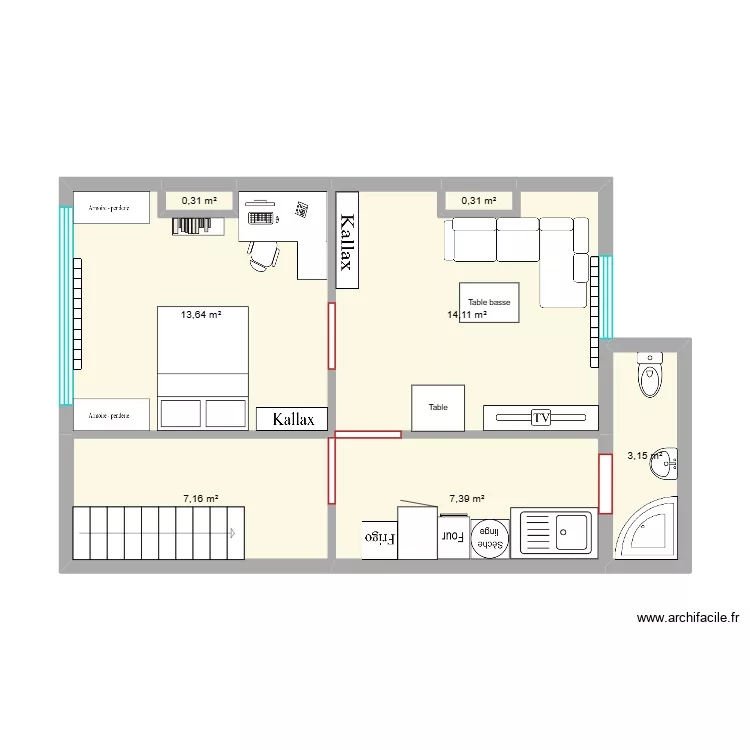 Linkebeek. Plan de 7  et 46 m²