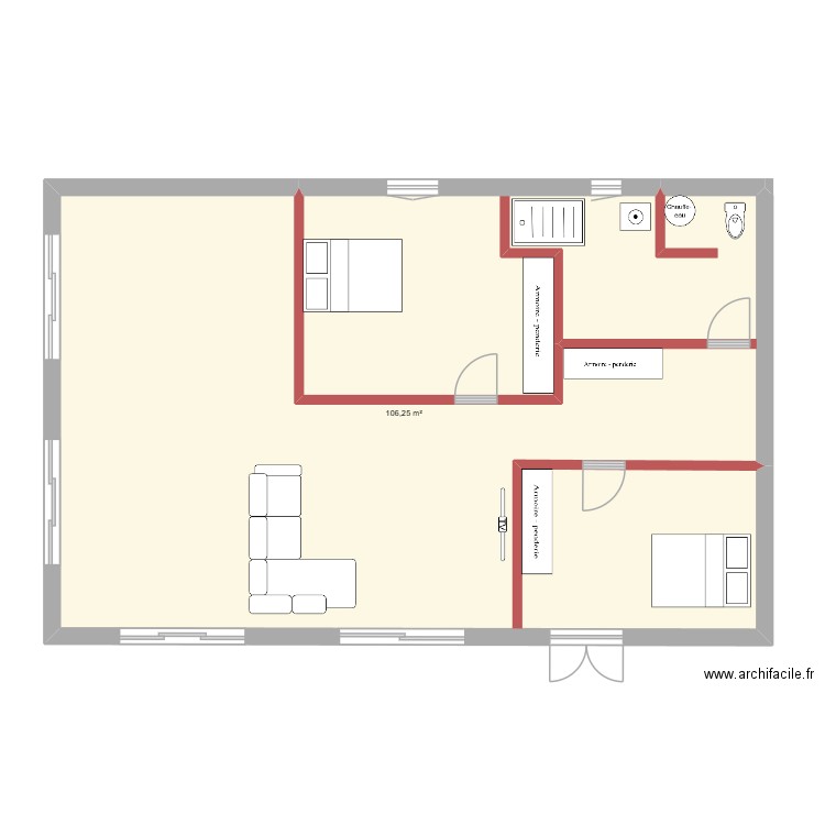 maison  essai. Plan de 1 pièce et 106 m2