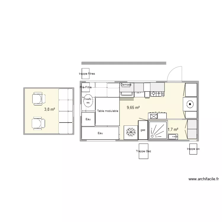 Cellule 4800 porte arri&egrave;re ok. Plan de 