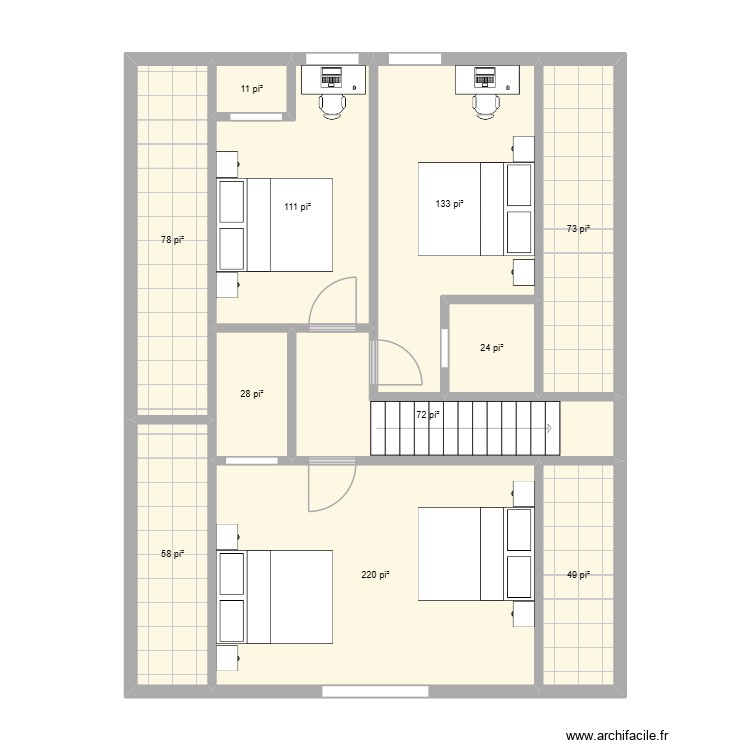 tricia deuxieme. Plan de 11 pièces et 80 m2
