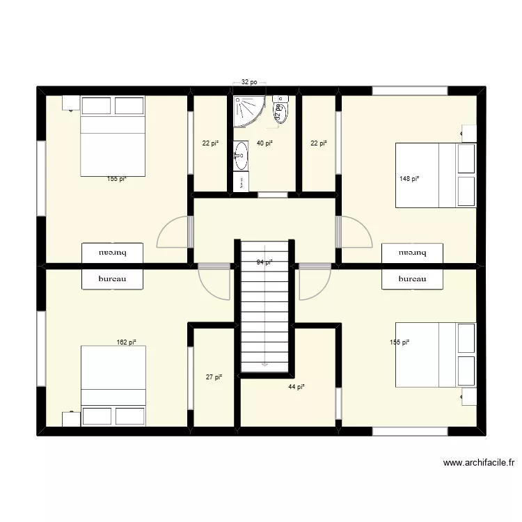 tricia deuxieme. Plan de 10 pièces et 80 m²