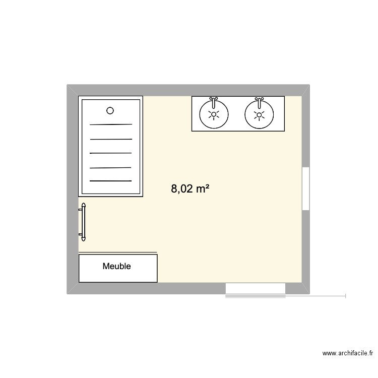 salle de bain . Plan de 1 pièce et 8 m2