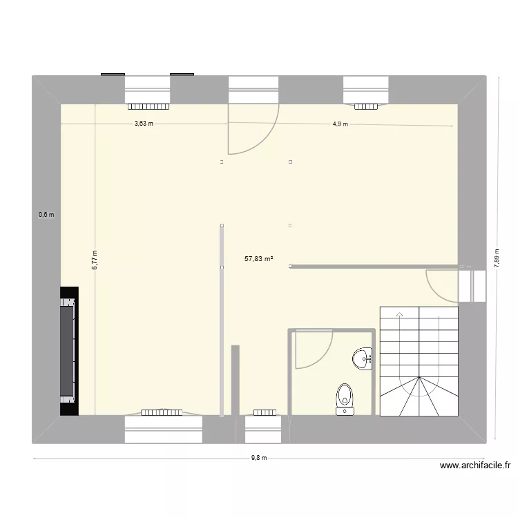 Braspart-rdc_vue plan. Plan de 1 et 58 m² Braspart-rdc_vue plan. Plan de 1 et 58 m²