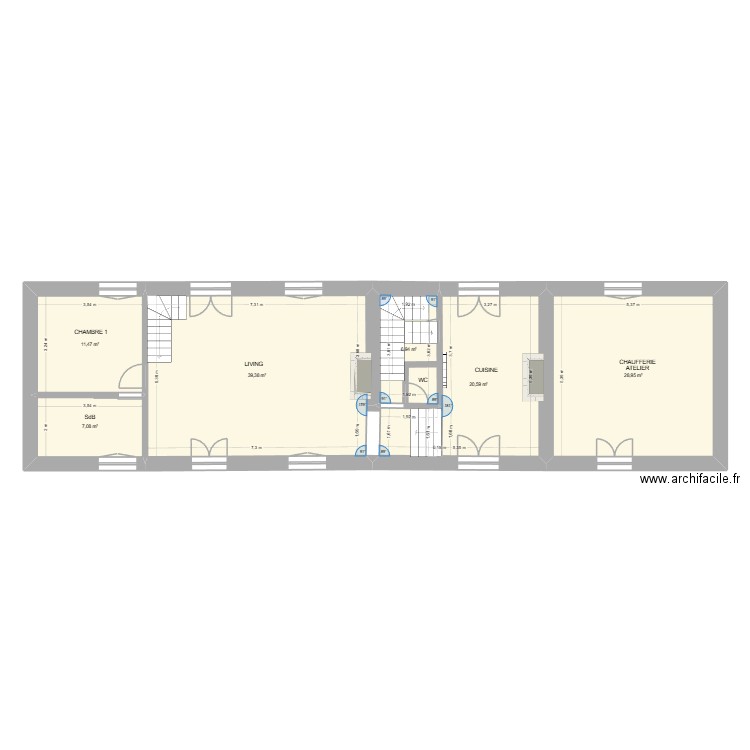 Cruguel RDC v02. Plan de 6 pièces et 114 m2