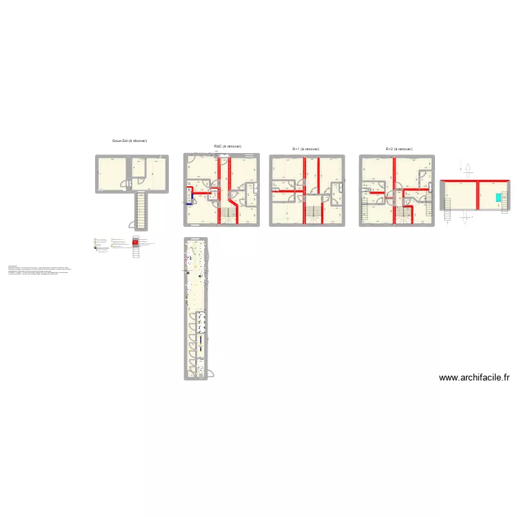 Rénovation 20260306 - cloisons. Plan de 42 et 285 m² Rénovation 20260306 - cloisons. Plan de 42 et 285 m²
