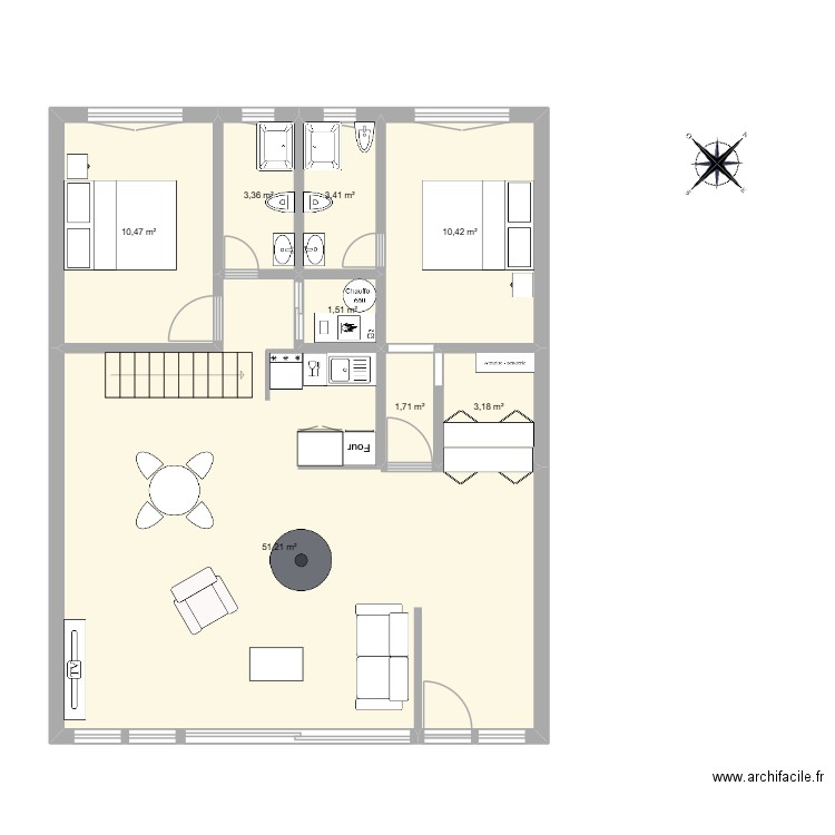 maison Cara V0. Plan de 8 pièces et 85 m2
