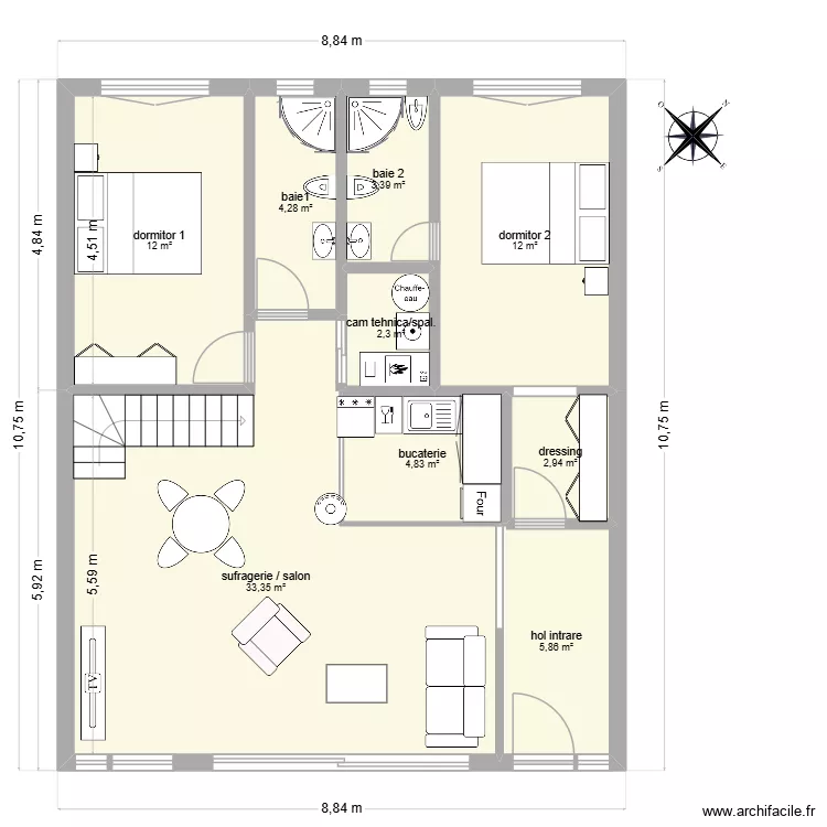 maison Cara V0. Plan de 9 pièces et 81 m² maison Cara V0. Plan de 9 pièces et 81 m²