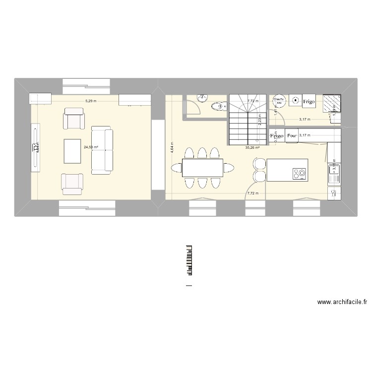 Dorian2. Plan de 2 pièces et 60 m2