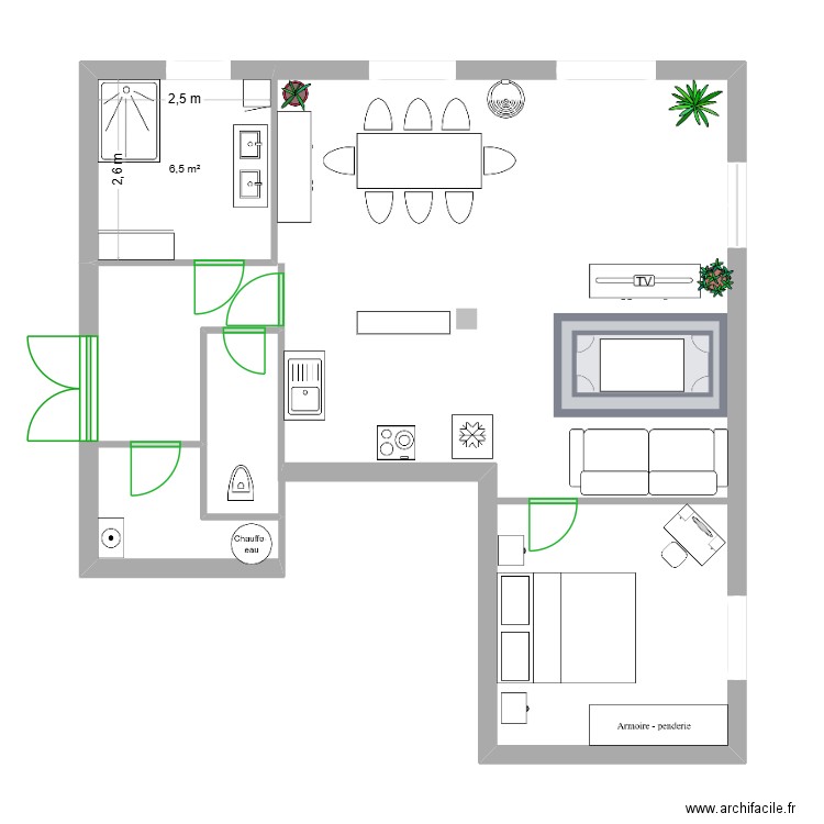 Raves 3. Plan de 1 pièce et 7 m2