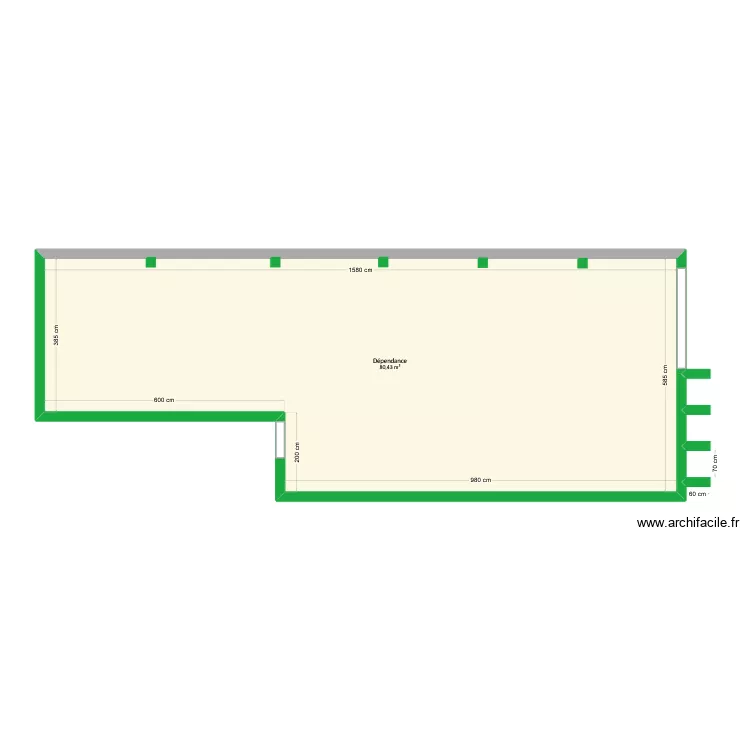 Niang - D&eacute;pendance. Plan de 1  et 80 m²