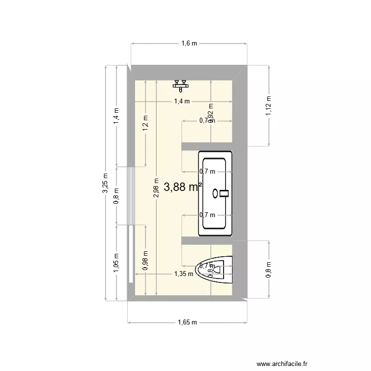 Salle de bain Jessica. Plan de 1 et 4 m² Salle de bain Jessica. Plan de 1 et 4 m²