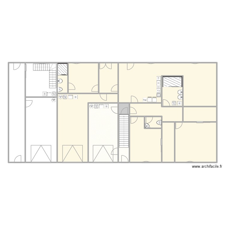 RDC aménagement V1. Plan de 18 pièces et 283 m2