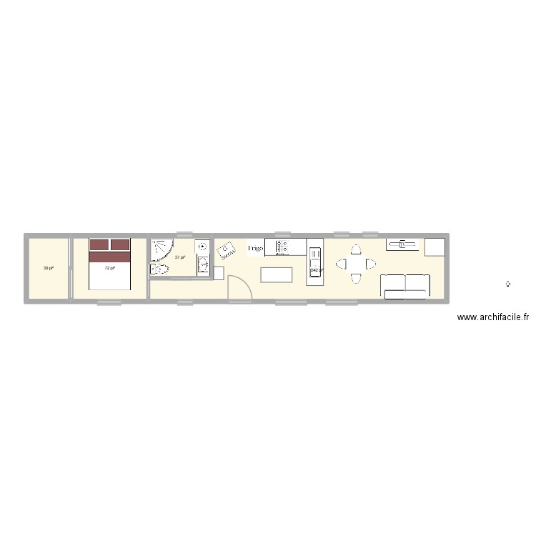 Trailer van. Plan de 4 pièces et 36 m2