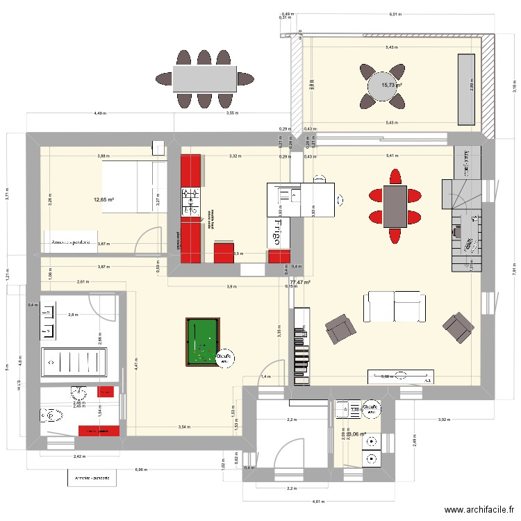 adrets rez 1. Plan de 4 pièces et 109 m2