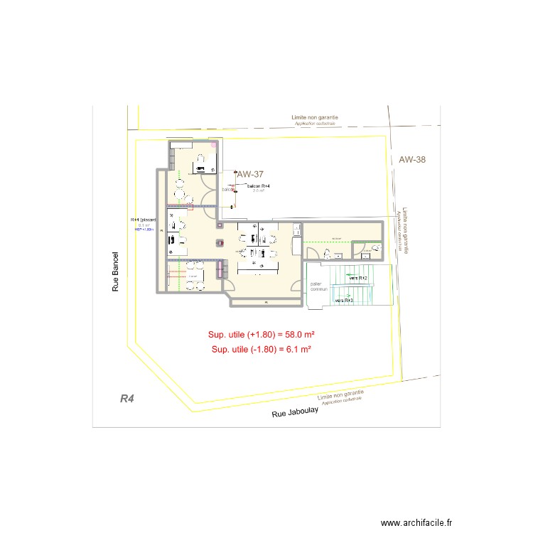 Projet 4ème étage - Novha. Plan de 10 pièces et 81 m2