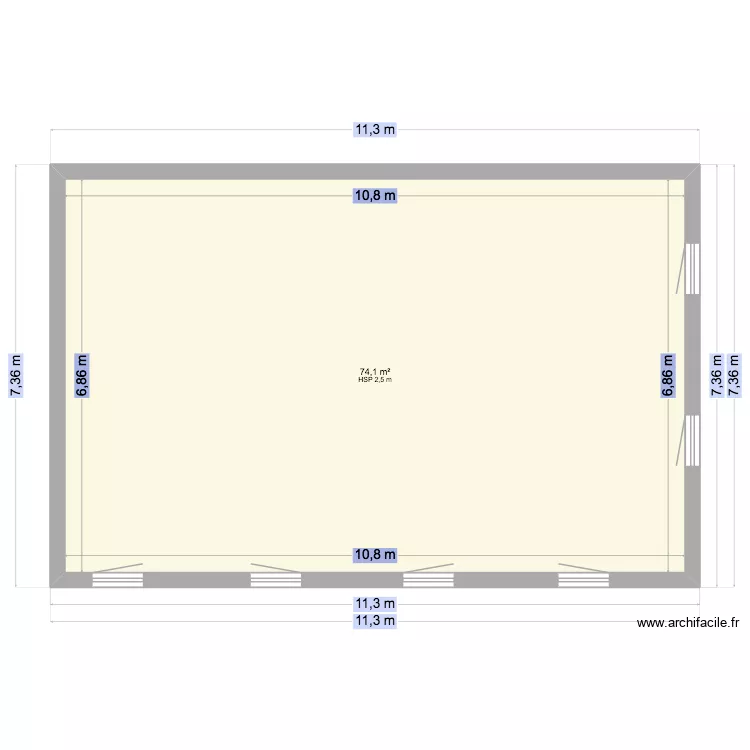 plan plan 2. Plan de 1  et 74 m²