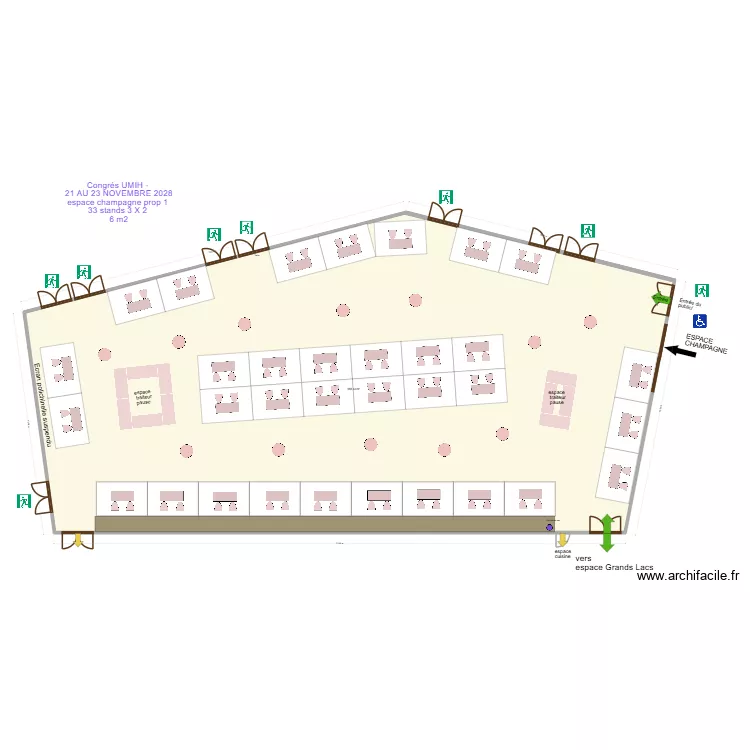 Congr&eacute;s UMIH - 21 AU 23 NOVEMBRE 2028  espace champagne prop 1. Plan de 1  et 584 m²