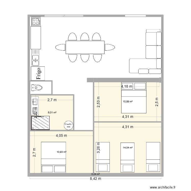 Loft Gleize. Plan de 5 pièces et 42 m2