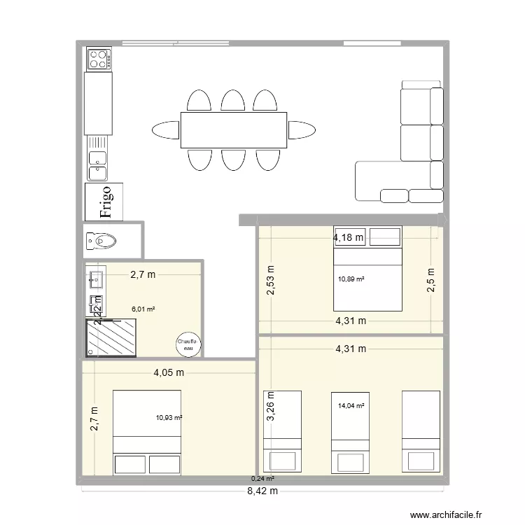 Loft Gleize. Plan de 5 pièces et 42 m² Loft Gleize. Plan de 5 pièces et 42 m²