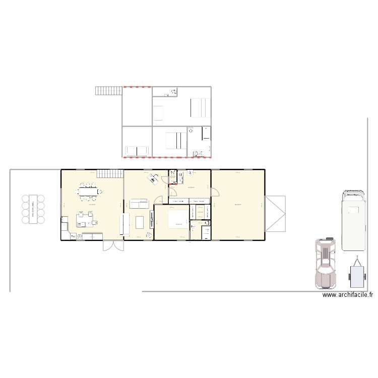 Les Cireys. Plan de 7 pièces et 138 m2