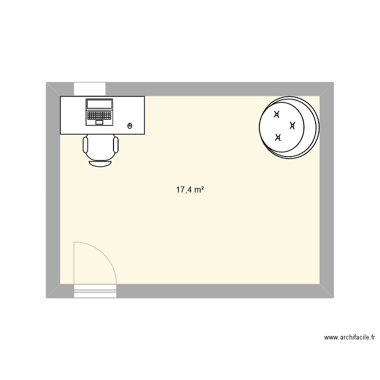salle zen. Plan de 1 pièce et 17 m2