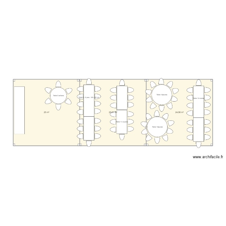 Mariage civile. Plan de 3 pièces et 75 m2