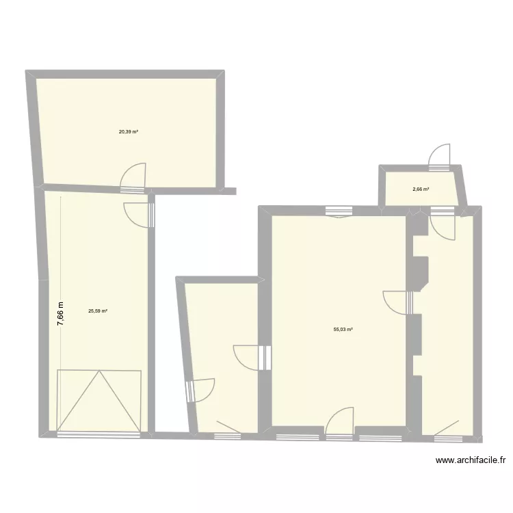 Studio Les 2 Aiguilles v2. Plan de 4 Pièces et 104 m²