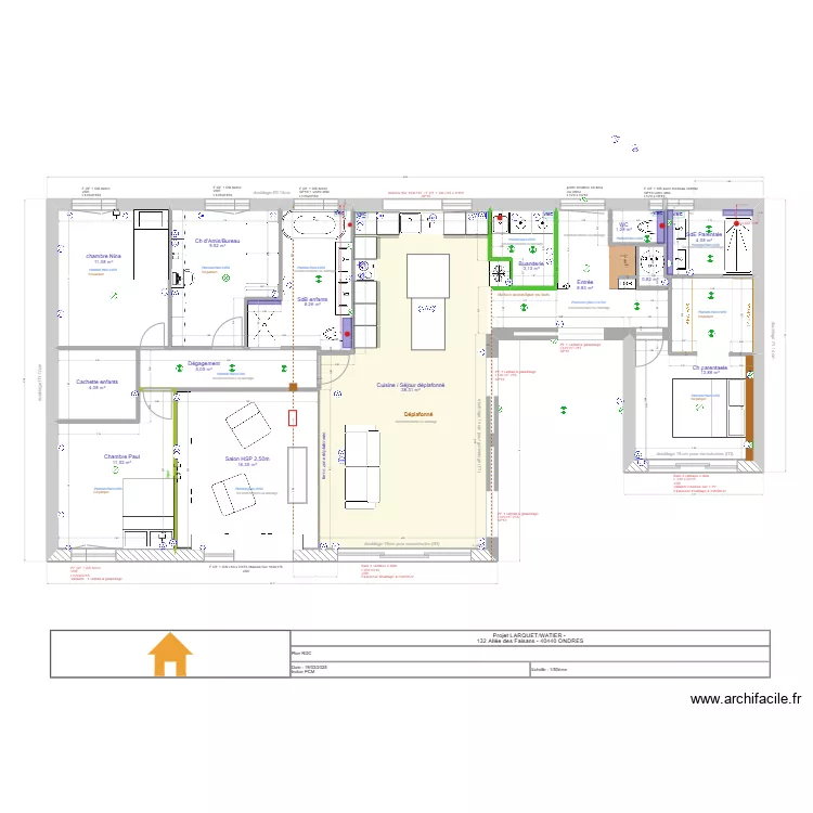 projet  LARQUET/WATIER : plan modif entr&eacute;e 10.04.25. Plan de 