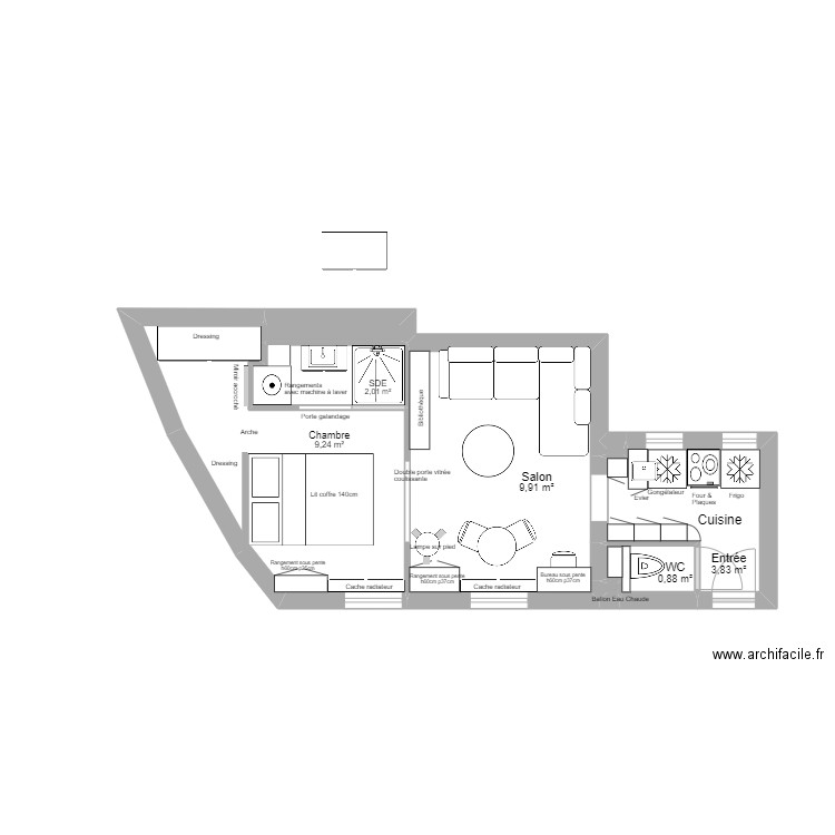 Kyka Perrine v travaux 2. Plan de 8 pièces et 26 m2