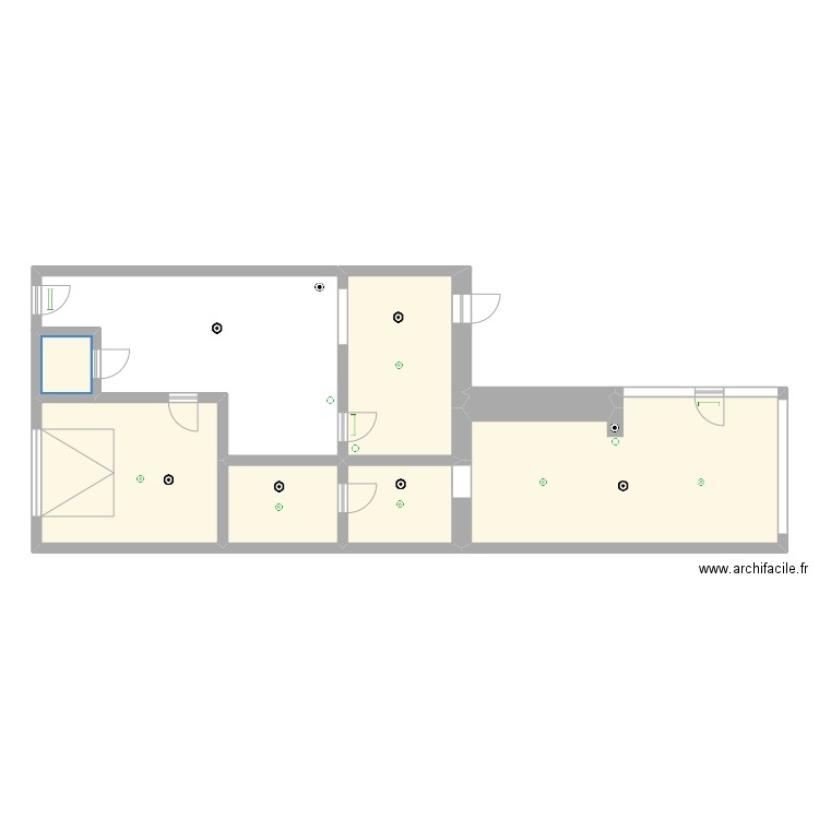 Projet petit gîte. Plan de 6 pièces et 80 m2