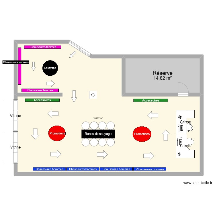 ATL SHOES. Plan de 2 pièces et 121 m2