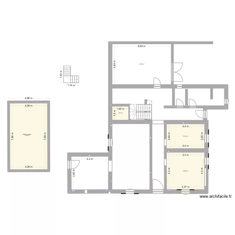 Panjas 3. Plan de 5  et 100 m²