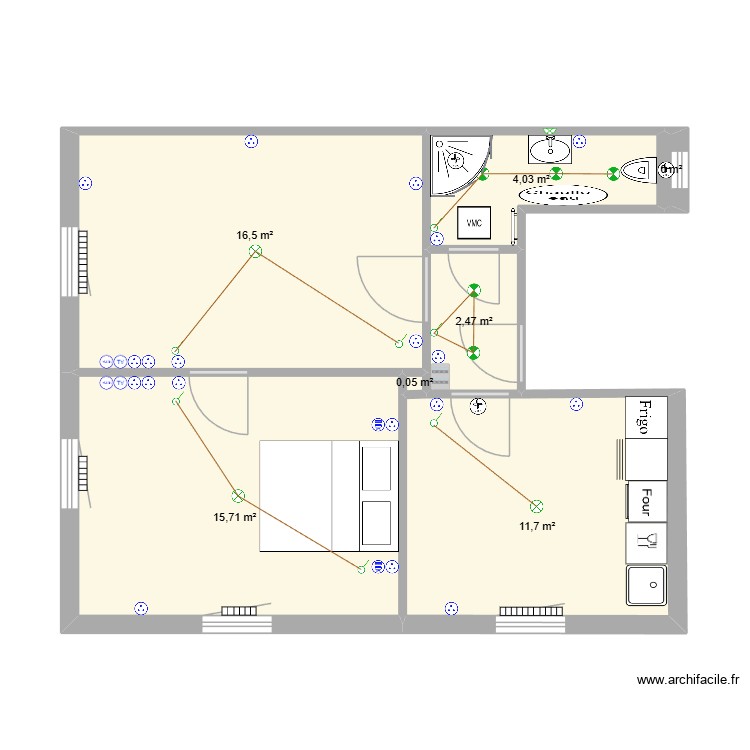 DETTWILLER - F2 (2&egrave;me &eacute;tage). Plan de 0 pièce et 0 m2