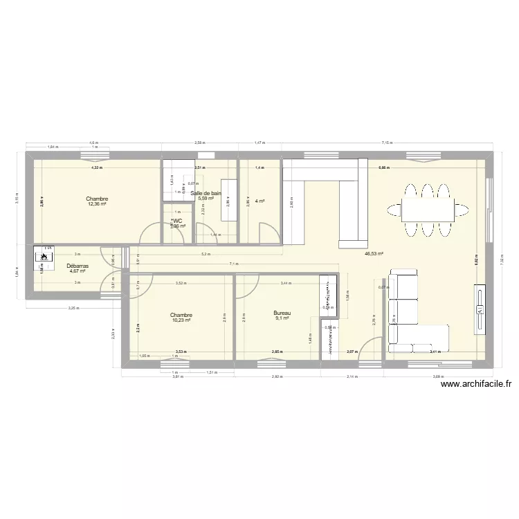 Test 3. Plan de 8 pièces et 94 m²