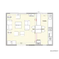 Cuisine en  double I + table au milieu