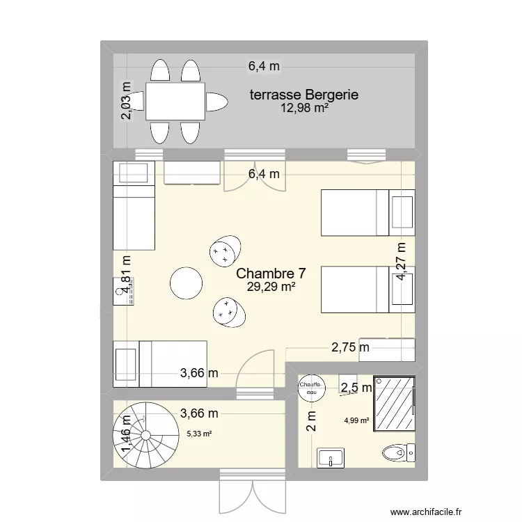 Fleury Maison 1 bergerie rez de chauss&eacute;e projet 4. Plan de 