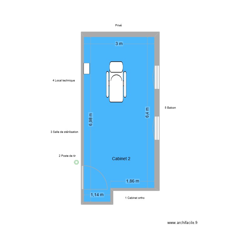 31123 Cabinet 2. Plan de 1 pièce et 20 m2