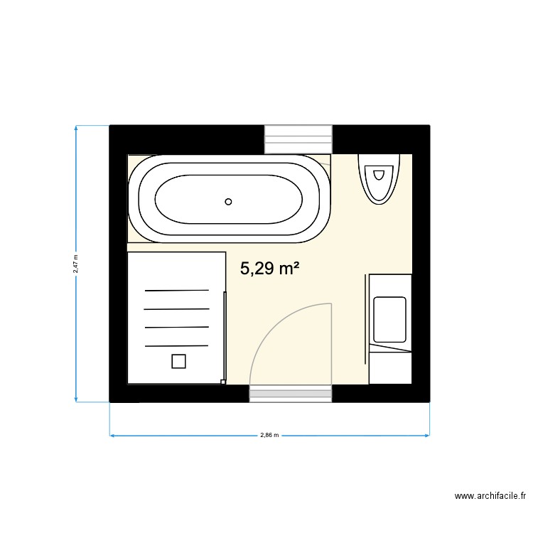 salle de bain rénovée hdv. Plan de 1 pièce et 5 m2