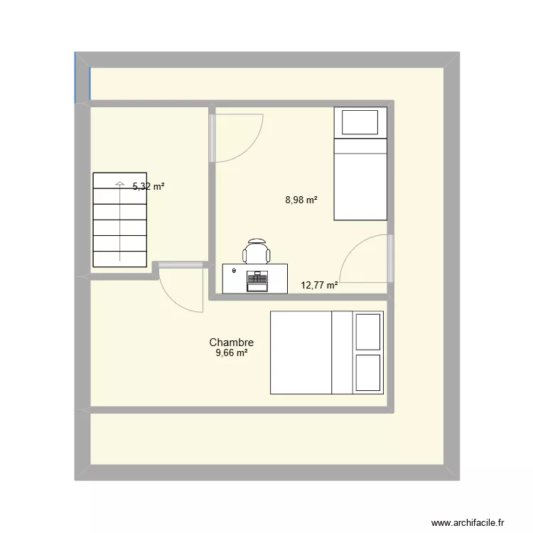 chambre grenier. Plan de 